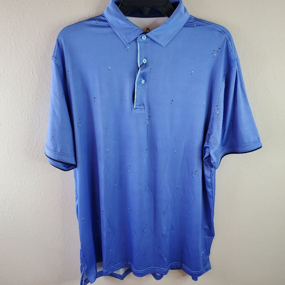 HEAD Golf Mens Blue Printed John Wave Runner Polo
